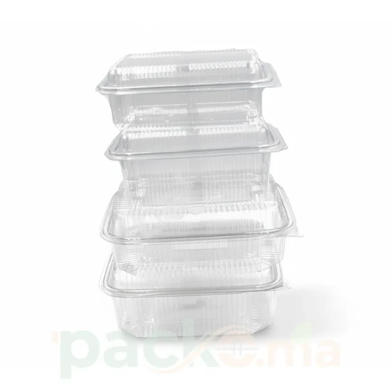 100 Barquettes Bombée en Plastique Rectangulaires