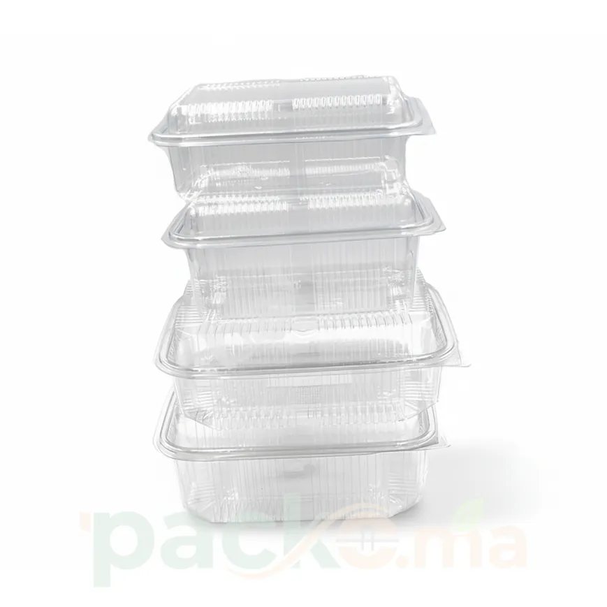 100 Barquettes Bombée en Plastique Rectangulaires