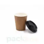 Gobelet Café Carton Kraft - Tailles 4 et 8 oz - Couvercle Noir ou Blanc (Take Away) - Image 2