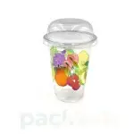 Gobelet Plastique Jetable avec Couvercle Dôme - Motif Fruits (14 oz & 16 oz) - Paquet de 50