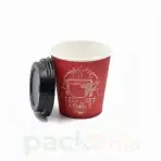 Gobelets en Carton Rouge avec Couvercle pour Café à Emporter - Image 2