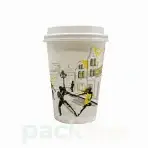 Gobelets en Carton à Café avec Couvercle - Design Urbain Parisien - Pour Boissons Chaudes