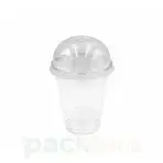 50 Gobelets en Plastique PET Transparent avec Couvercle Dôme | Tasses pour Boissons Froides & Smoothies
