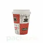 Gobelets en carton avec couvercles pour boissons chaudes - Motif Café