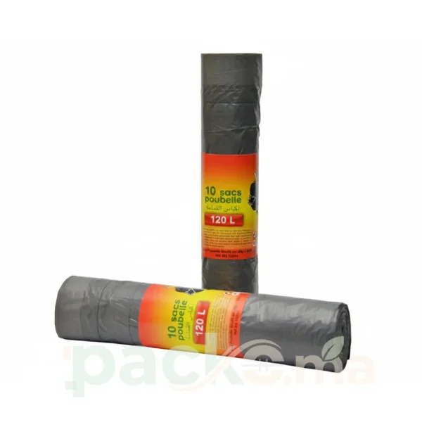 Sac Poubelle 120 Litres Gris – Paquet de 10 Unités
