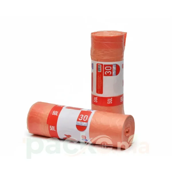 Sacs Poubelle Orange 50L - Lot de 30