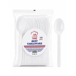 Cuillère Plastique Jetable Blanche – Lot de 100 Pièces