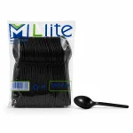 Cuillère plastique noire jetable – 100 Pièces